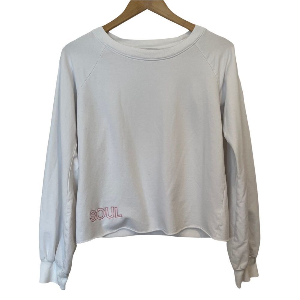 NATION x soulcycle White Cropped Crewneck Sweatshirt size S